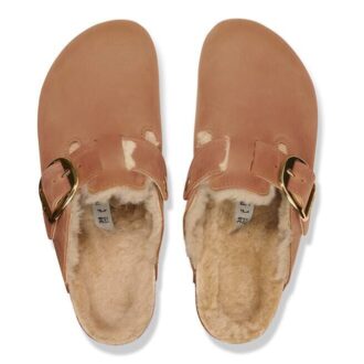 Boston Big Buckle en cuir naturel huilé et peau de mouton