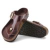 Gizeh Big Buckle Cuir naturel verni brillant chocolat