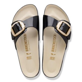 Madrid Big Buckle Pearl Cuir naturel verni