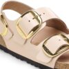 Milano Big Buckle en cuir naturel verni