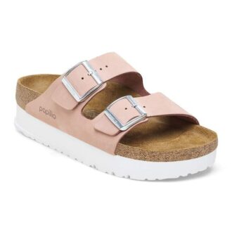 Plateforme Arizona Flex en cuir nubuck rose pâle