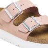 Plateforme Arizona Flex en cuir nubuck rose pâle