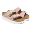 Plateforme Arizona Flex en cuir nubuck rose pâle